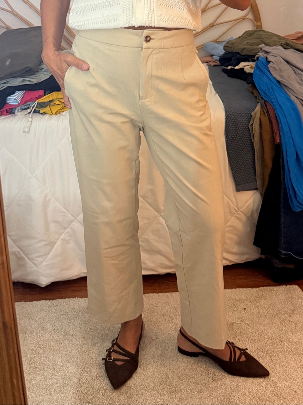 Rachel Zoe Beige Straight-Leg pants